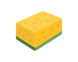 Yellow cleaning sponge isolated on white background. Vector cartoon flat illustration. 