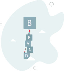 Build branding or brand awareness, marketing or advertising for company reputation, strategy to promote product or sales strategy concept.flat character life .