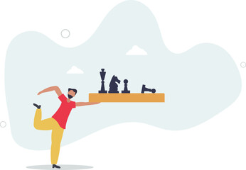Fototapeta premium Strategic thinking to win business competition, marketing strategy or planning to make decisions, challenge or problem solving concept.flat character life .