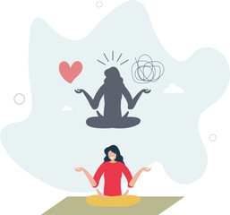 Stress management balance between work concentration and mental health, work life balance or meditation and relax.flat character life .