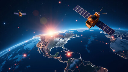 Naklejka premium The Satellite Investment Constellation: Global Reach, Financial Returns