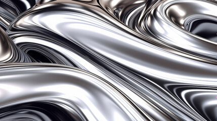 Abstract Metallic Silver Texture with Fluid Motion