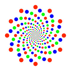 Abstract Spiral Background. A Vortex Of Colourful Dots On A Transparent Background.