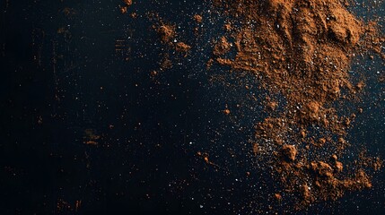 Abstract Dark Background With Cocoa Powder Particles Creating A Geometric Texture