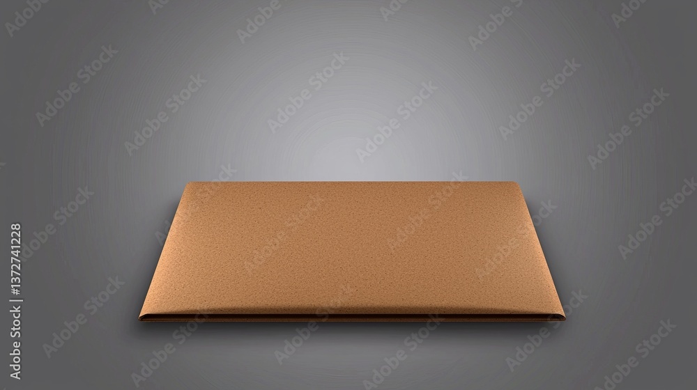 Poster A smooth, rectangular cork mat rests against a subtle gradient background, showcasing its texture and simplicity.