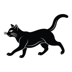 Black cat silhouette running on white background vector illustration