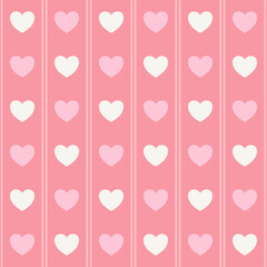 Cute heart and line arranged seamless pattern. Doodle heart with curly vertical line. Great for wallpaper, Valentine, wedding, textile, wrapping, fabric, stationary, and phone cases.