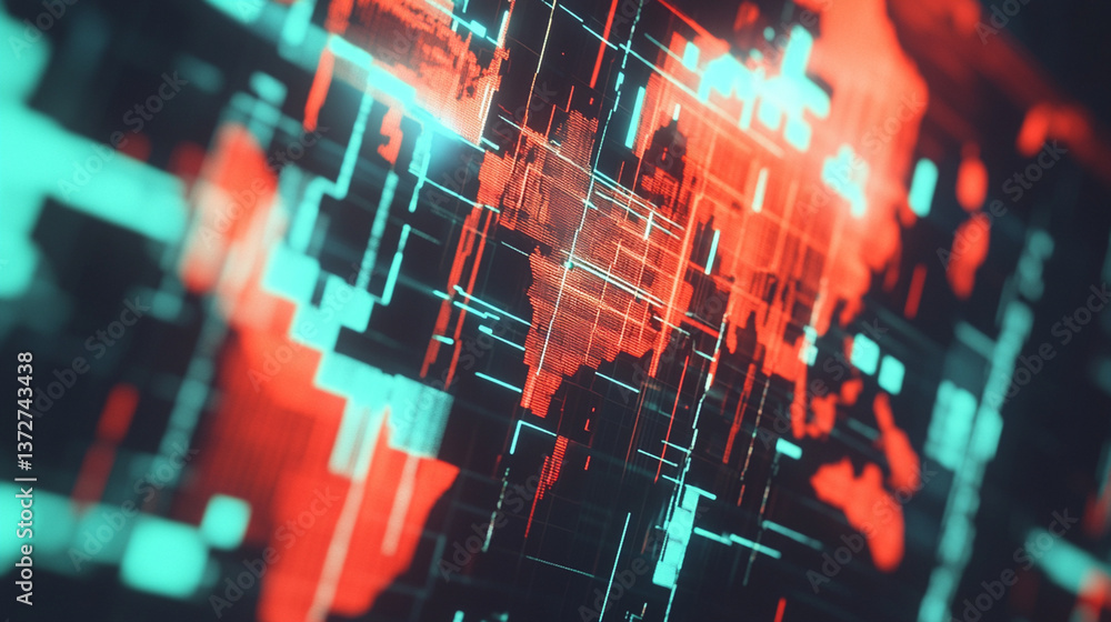 Poster digital world map display data visualization technology modern environment abstract viewpoint global