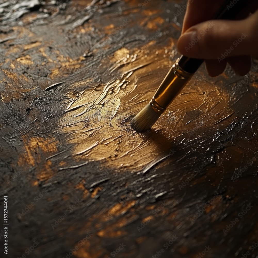Aufkleber moody atmospheric brushwork technique displaying artistry with deep colors and gentle strokes on a t
