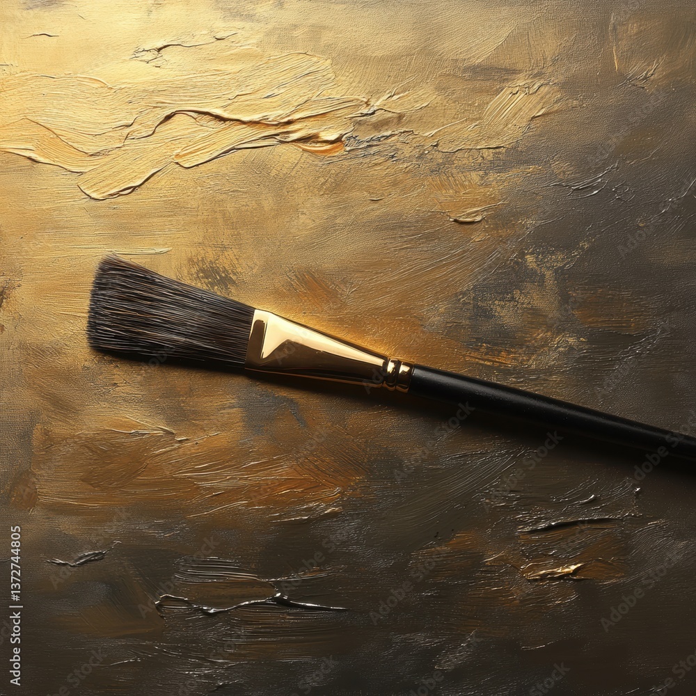 Poster captivating brush glides across textured canvas, blending deep colors into a beautiful work of art g