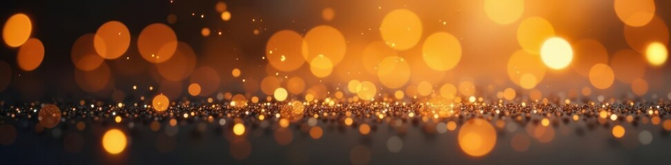 Blurred gold glitter, sparkling bokeh xmas background Wide banner format , holiday, shimmer, defocused