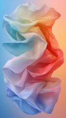 Obraz premium Pastel Fabric Waves in Motion, Flowing Silk, Abstract Background, Digital Art, Colorful, Textured, Soft