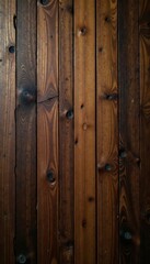 Naklejka premium Deep brown wood planks, rough surface, subtle shine, brown, boards