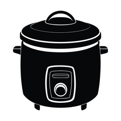 rice cooker black silhouette hand drawn detailed.