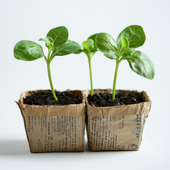 Creating eco-friendly pots using newspaper for plant growth and sustainability