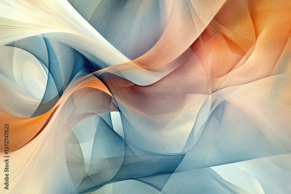 Aufkleber Dynamic abstract background featuring soft layers of neutral pastel colors creating depth and fluidity in design