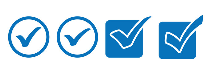 Check mark icon, blue check mark, blue tick, blue checkmark set, tick icon. Vector blue check mark icon on white background. © Oliver Vandenberg