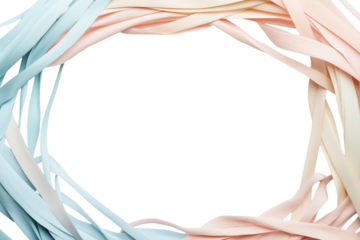 Pastellfarbene Bänder und Papierstreifen als dekorativer Rahmen PNG mit transparentem Hintergrund

