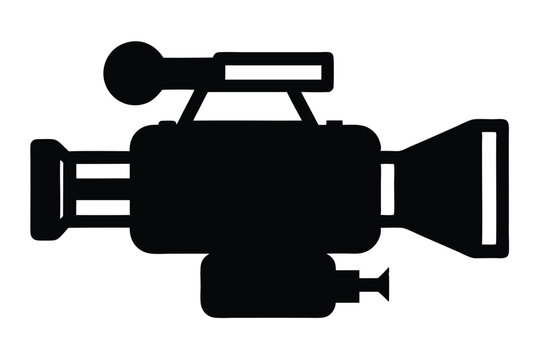 recommend clip art: Black and Outline Style. Video camera silhouette vector icon isolated.