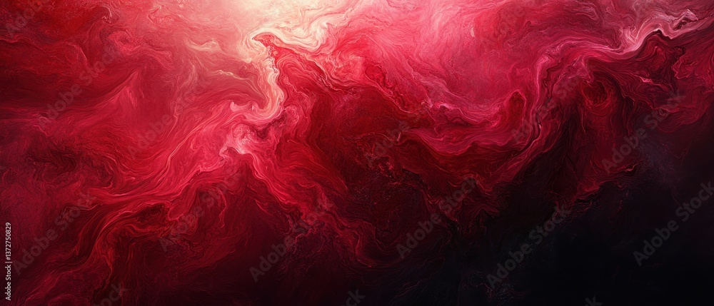 Poster Abstract crimson nebula with swirling patterns and ethereal glow creating a dramatic and captivating visual experience for backgrounds