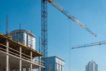 Modern construction site, skyscraper building industry