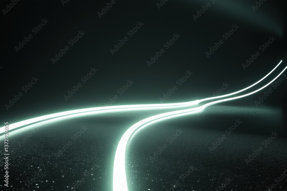 Poster explore the elegance of glowing neon lines in a dark abstract space showcasing futuristic minimalism