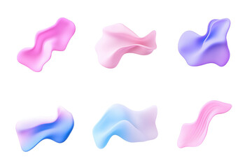 Bunte flüssige 3D-Formen in Rosa und Blau als abstrakte Elemente PNG mit transparentem Hintergrund

