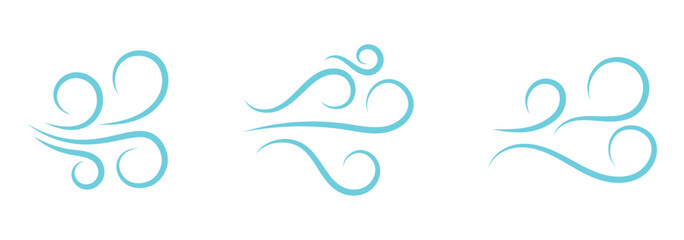 Air, wind, swirl in doodle illustration style. Sketch drawn air blow motion, smoke flow art, abstract line. Wave beach vector illustration. Isolated vector on white background.