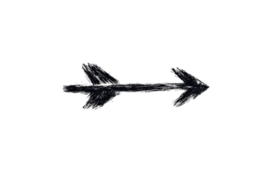 Grobe schwarze Pfeile mit Pinselstrich-Textur PNG mit transparentem Hintergrund

