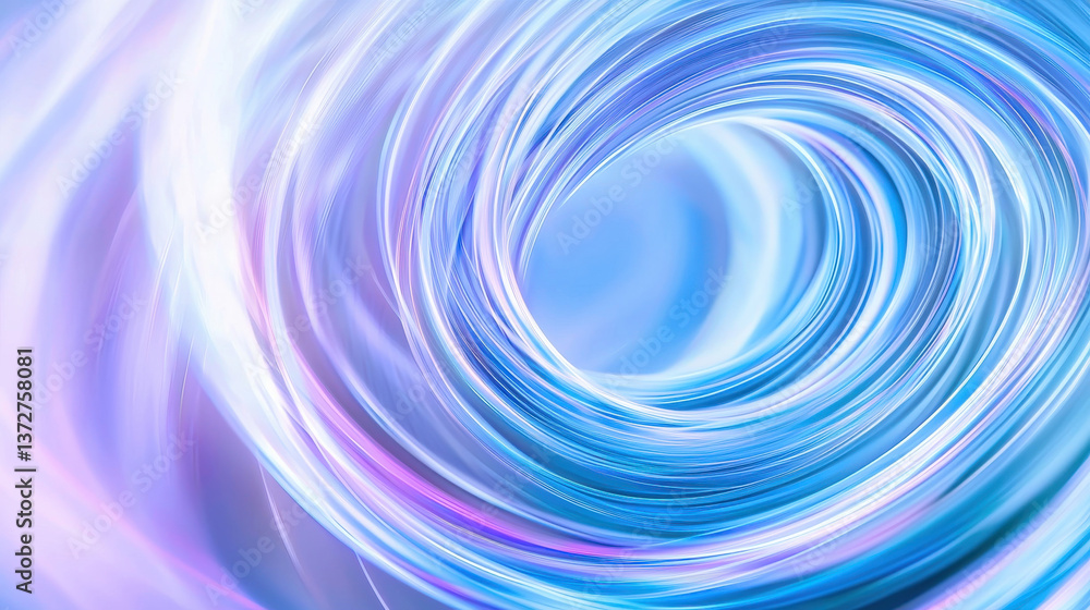 Poster abstract swirling design with blue and purple hues creating a dynamic visual effect.