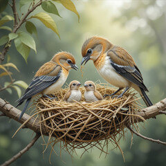 bird baby mother love in the house 