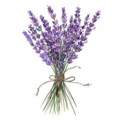Fototapeta premium Branch of lavender violet flowers against white
