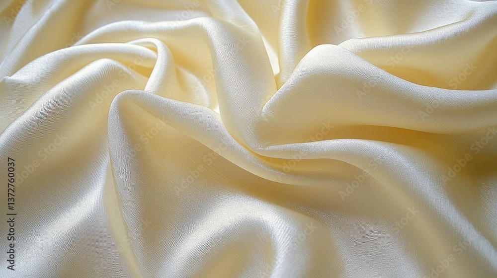 Poster elegant cream satin fabric draping with soft folds and subtle shadows creating a luxurious texture f