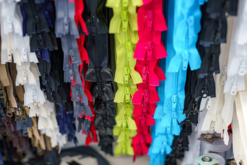 Colored zipper, sewing accessories, designed for quick connection of clothing parts and other...