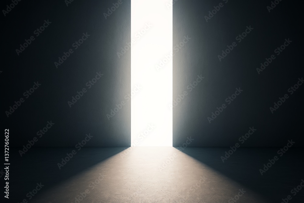 Aufkleber bright light shining through open door in dark room, minimal background emphasizing business opportu