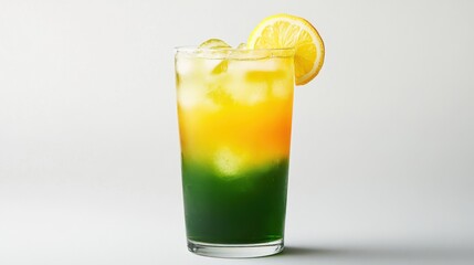 National Lemonade Day Refreshing citrus and green layered cocktail with lemon garnish