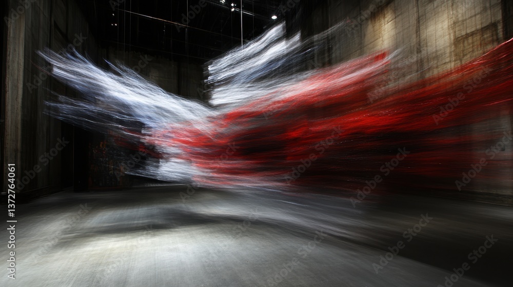 Poster dynamic interplay of light and color in blurred abstract composition creating a sense of movement an