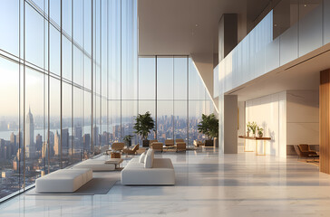 Stunning High-Rise Cityscape Lobby