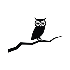 Owl silhouette perched on a branch
