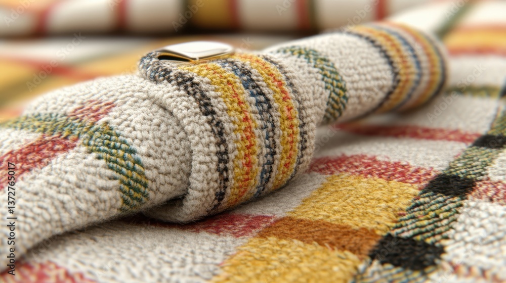 Poster cozy knitted object on a wooden table surface with warm atmosphere and inviting texture for home dec