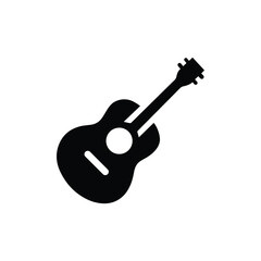 Black guitar silhouette icon on white background
