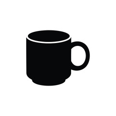 Black coffee mug silhouette on white background