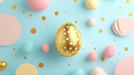 Clean and Modern Geometric Background Featuring Pastel Patterns and Decorative Eggs in a High-Fidelity Design for Seasonal Celebrations