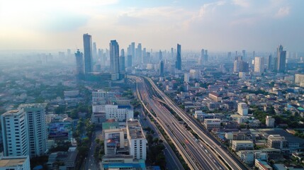 Fototapeta premium Urban landscape development bangkok cityscape aerial view modern architecture economic growth