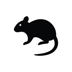 Rat icon. Black Rat silhouette vector illustration isolated on white background.