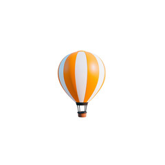 Obraz premium A vibrant orange and white hot air balloon floats against clear sky, showcasing its classic striped pattern. balloon basket is visible, adding to sense of adventure and exploration