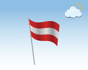 Vector realistic illustration of Argentinian flags. flag waving in the wind against a blue sky