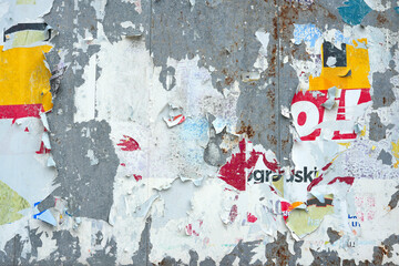 Old blank grunge fly posters backgrounds with creased crumpled paper backdrop surface placard empty space for text