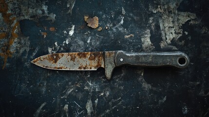 A gritty and industrial iron cutter, covered in metallic residue, placed on a black matte background.