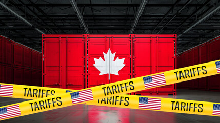 Conceptual image of US-Canada trade tariffs